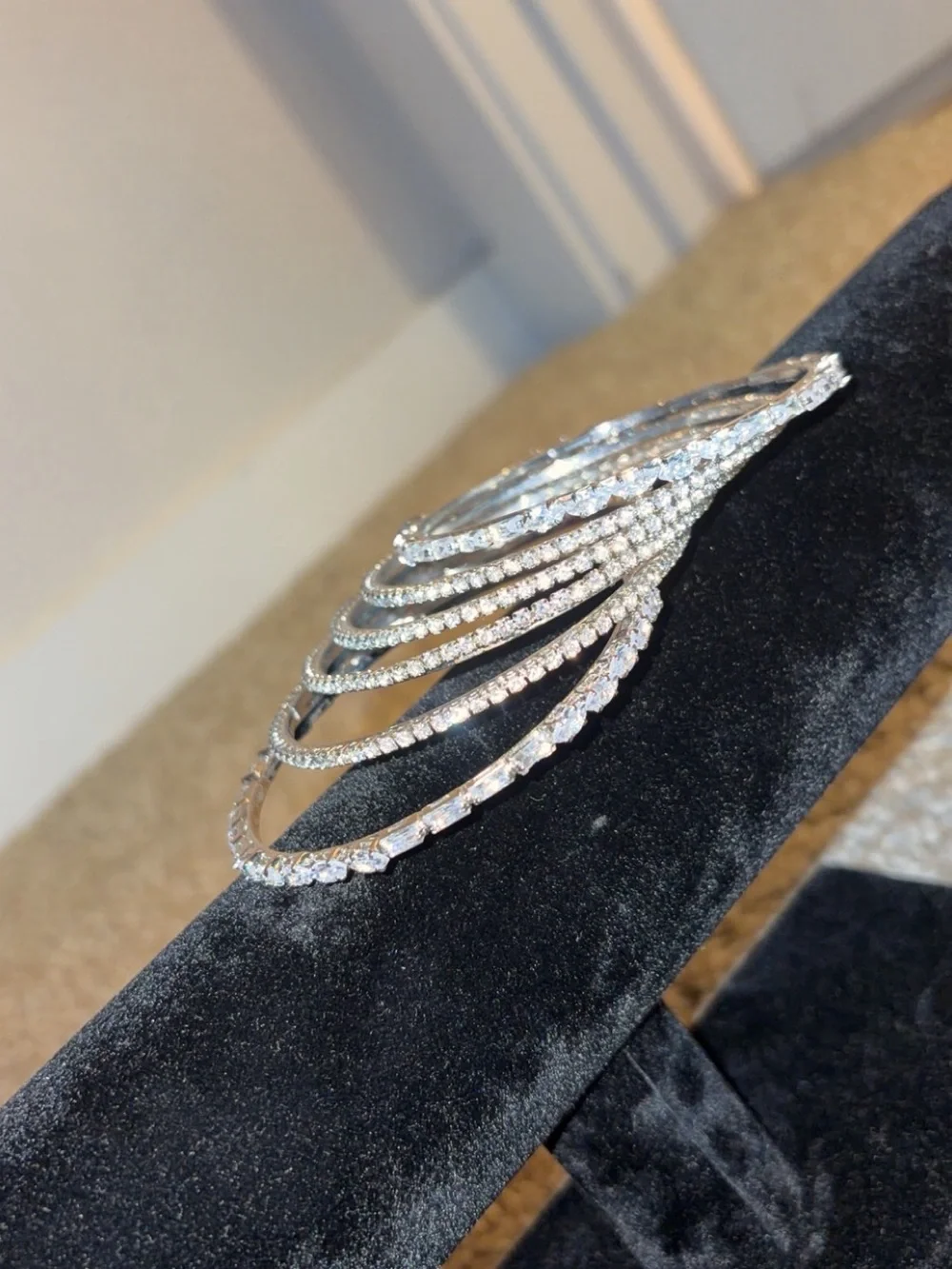 Sparkling Silver Multi-Row Crystal Stretch Bracelet - Picture 7 of 7
